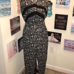 Black and White Floral Jumpsuit